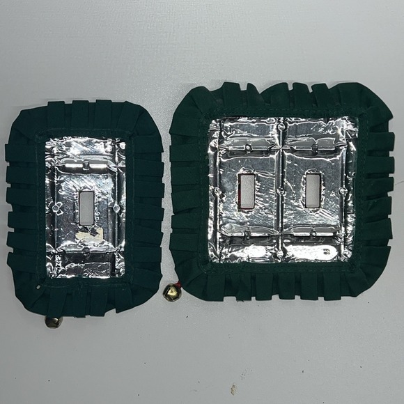 2 Vtg Handmade Christmas Poinsettias Light Switch Covers Single & Double Set NEW - Picture 2 of 7